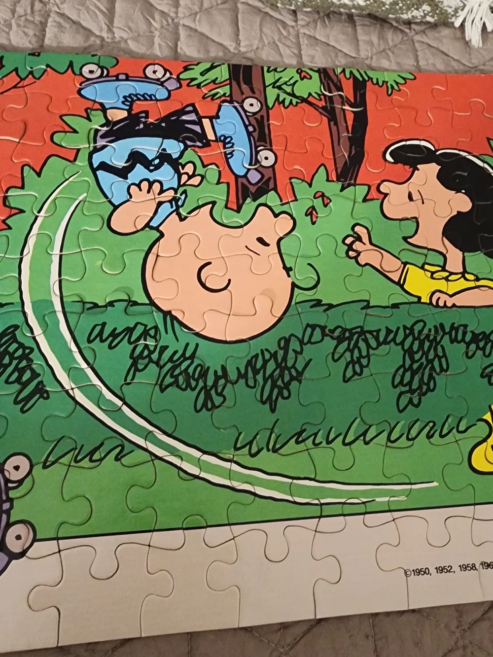 Peanuts 108-Piece Puzzle — Colorful Green & Blue Scene with Snoopy